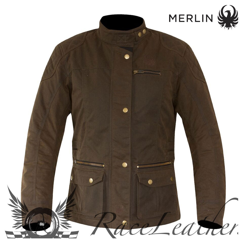 Details About Merlin Bromley Womens Brown Wax Cotton Waterproof Motorcycle Motorbike Jacket