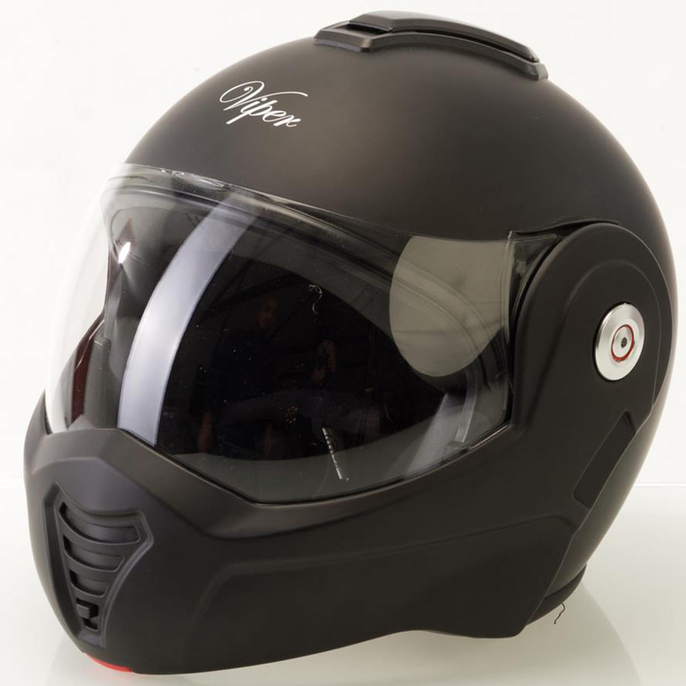 Viper F242 Flip Front Dual Visor Modular Motorcycle Helmet P and J Rated Matt Black